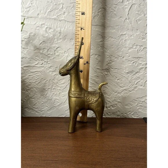 Vintage Brass Donkey Paperweight MCM Etched Details - Picture 9 of 9